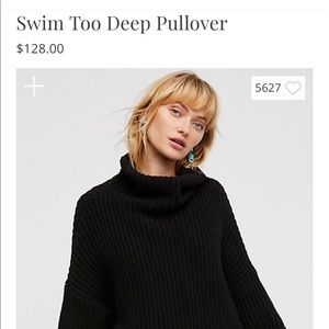 Free People OverSized Black Swim Too Deep Pullover